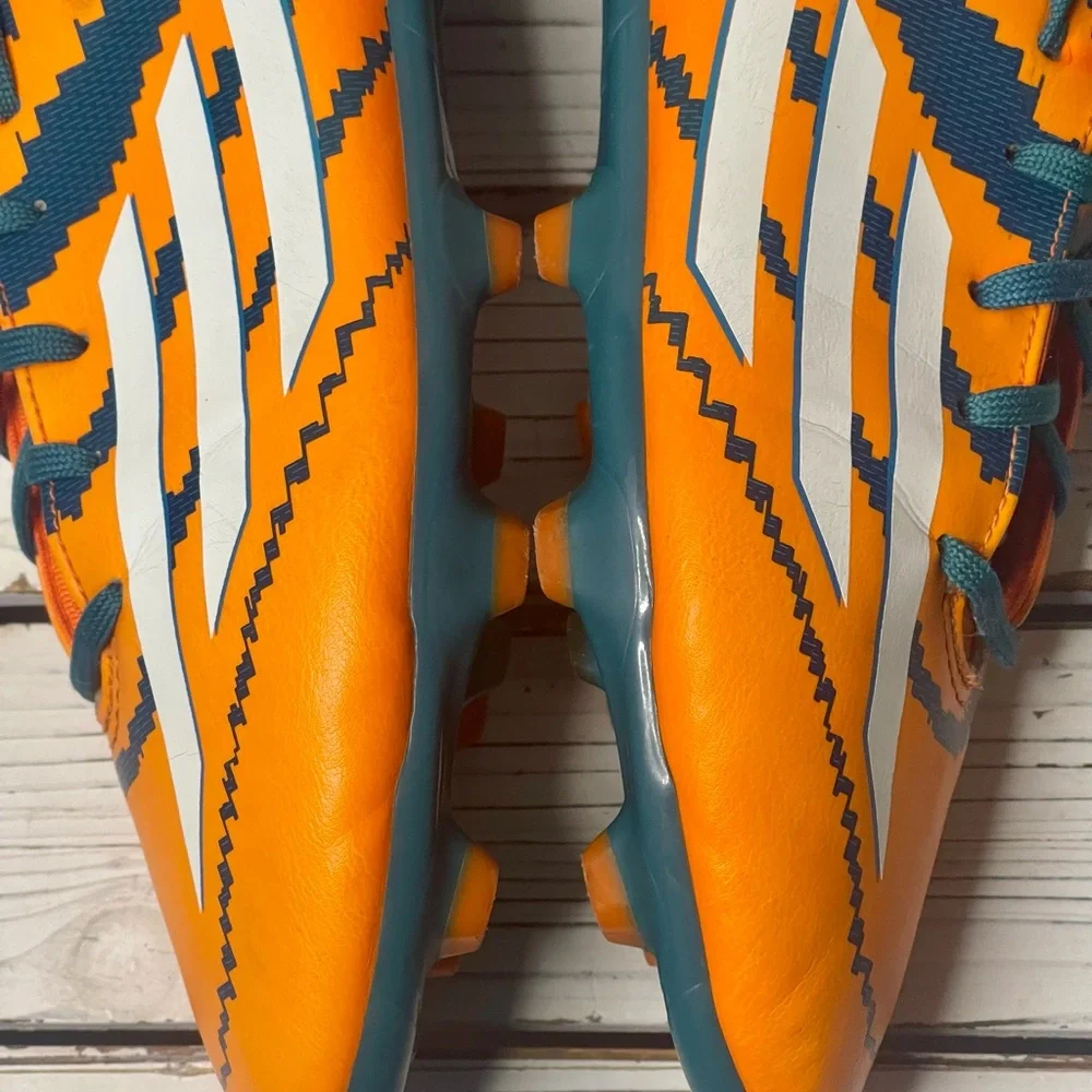 CLEAN Size‎ 11 - adidas Messi 10.3 FG Orange Teal Football Soccer Cleats Male
